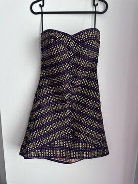 WOW couture Strapless Black Multicolor Patterned A-Line Dress